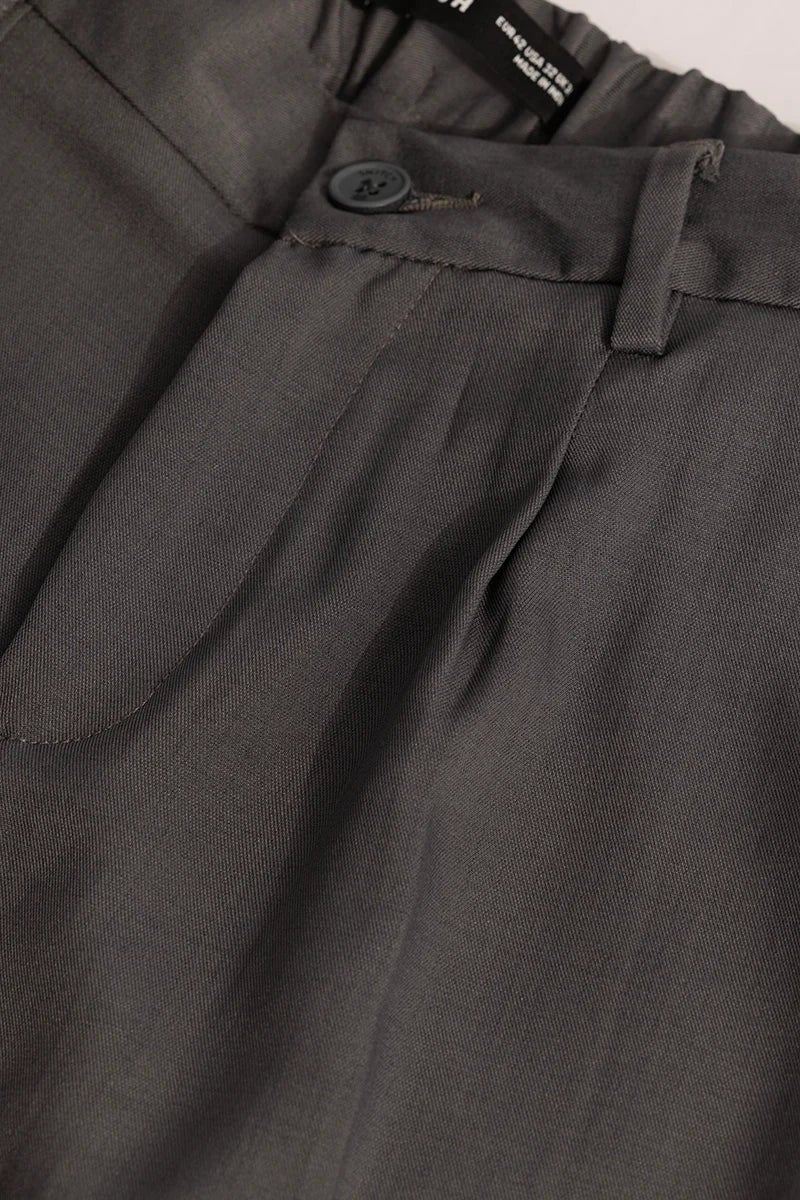 SNITCH Grey Plain Relaxed Fit Trousers - Image 2